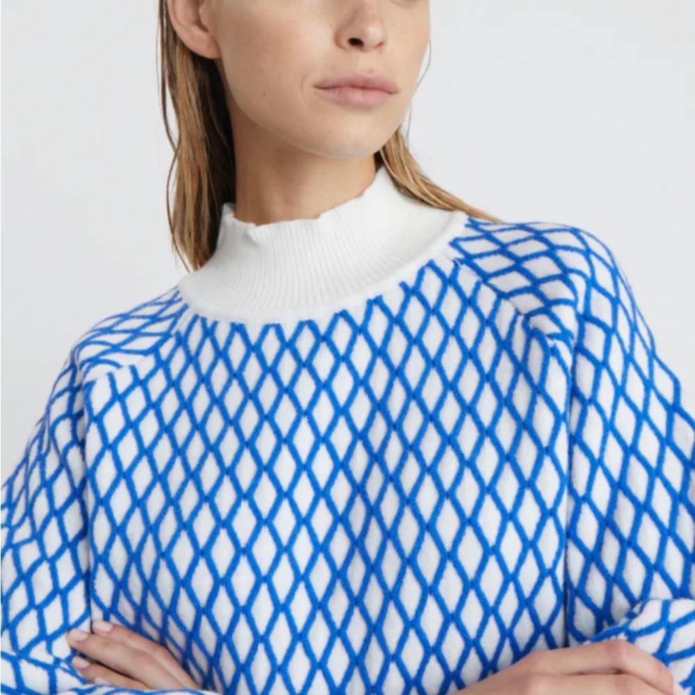 Deluc Pilot Blue and White Diamond Pattern Sweater